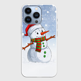 Чехол для iPhone 13 Pro с принтом Веселый Снеговик   Happy Snowman в Екатеринбурге,  |  | Тематика изображения на принте: christmas | santa | snowman | дед мороз | елка | зима | новый год | рождество | санта | снег | снеговик | снегурочка | снежинка