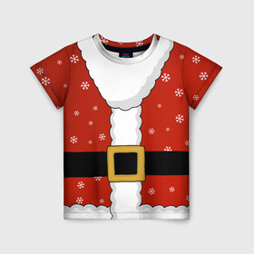 Детская футболка 3D с принтом Костюм Санты (Дед Мороз) в Екатеринбурге, 100% гипоаллергенный полиэфир | прямой крой, круглый вырез горловины, длина до линии бедер, чуть спущенное плечо, ткань немного тянется | 2021 | 2022 | christmas | merry | merry christmas | new year | snow | sweater | ugly christmas | winter | year of the tiger | год тигра | зима | костюм | новогодний | новогодняя | новый год | рождественский | рождественский свитер | рождество | 