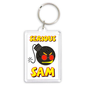 Брелок прямоугольный 35*50 с принтом Serious Sam Bomb Logo в Екатеринбурге,  |  | Тематика изображения на принте: bomb | serious sam | бомба | динамит | крутой сэм | сем | сериос сем | сериос сэм | сириус сэм | сэм