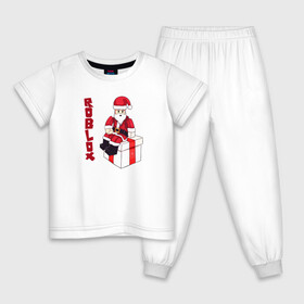 Детская пижама хлопок с принтом Robloх подарок в Екатеринбурге, 100% хлопок |  брюки и футболка прямого кроя, без карманов, на брюках мягкая резинка на поясе и по низу штанин
 | коробка | надпись | персонаж | подарок | санта