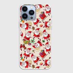 Чехол для iPhone 13 Pro Max с принтом Дед Мороз в Екатеринбурге,  |  | merry christmas | presents | santa | веселого рождества | дед мороз | подарки | рождество | санта | санта клаус | снежинки