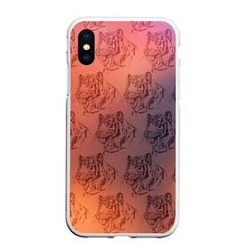 Чехол для iPhone XS Max матовый с принтом Тигровый паттерн в Екатеринбурге, Силикон | Область печати: задняя сторона чехла, без боковых панелей | 2022 | новый год | оранжевый | паттерн | рисунок | тигр | тигры