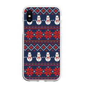 Чехол для iPhone XS Max матовый с принтом Christmas Background в Екатеринбурге, Силикон | Область печати: задняя сторона чехла, без боковых панелей | Тематика изображения на принте: background | christmas | holiday | knitted pattern | new year | pattern | snowman | вязаный узор | новый год | праздник | рождество | снеговик | узор | фон