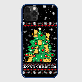 Чехол для iPhone 12 Pro Max с принтом MEOWY CHRISTMAS | 2022 в Екатеринбурге, Силикон |  | 2020 | 2021 | 2022 | christmas | meow | meowy christmas | merry | кот | леденец | мяу | нг | новогодний | новый год | олени | рождество | свитер | узоры