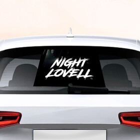 Наклейка на авто - для заднего стекла с принтом Найт Ловелл лого в Екатеринбурге, ПВХ | Точные размеры наклейки зависят от выбранного изображения (ширина не больше 75 мм, высота не больше 45 мм) | hip hop | night lovell | rap | rep | исполнители | исполнитель | музыка | найт ловелл | реп