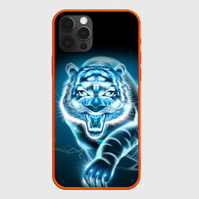 Чехол для iPhone 12 Pro с принтом НЕНОНОВЫЙ ТИГР 2022 | NEON TIGER NEW YEAR в Екатеринбурге, силикон | область печати: задняя сторона чехла, без боковых панелей | 2022 | beast | merry christmas | new year | red bow | santa hat | snow | tiger | winter | winter is coming | year of the tiger | год тигра | дед мороз | животные | звери | зверь | зима | зима 2022 | зима близко | новог | новогодни