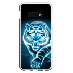 Чехол для Samsung S10E с принтом НЕНОНОВЫЙ ТИГР 2022 | NEON TIGER NEW YEAR в Екатеринбурге, Силикон | Область печати: задняя сторона чехла, без боковых панелей | 2022 | beast | merry christmas | new year | red bow | santa hat | snow | tiger | winter | winter is coming | year of the tiger | год тигра | дед мороз | животные | звери | зверь | зима | зима 2022 | зима близко | новог | новогодни