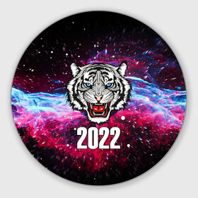 Круглый коврик для мышки с принтом ЧЁРНЫЙ ТИГР НОВЫЙ ГОД 2022   GRAY TIGER NEW YEAR в Екатеринбурге, резина и полиэстер | круглая форма, изображение наносится на всю лицевую часть | 2022 | beast | merry christmas | new year | red bow | santa hat | snow | tiger | winter | winter is coming | year of the tiger | год тигра | дед мороз | животные | звери | зверь | зима | зима 2022 | зима близко | новог | новогодни