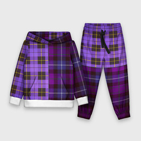 Детский костюм 3D (с толстовкой) с принтом Purple Checkered в Екатеринбурге,  |  | Тематика изображения на принте: в клетку | клеточка | клетчатая фиолетовая | клетчатые вещи | рубашка в клетку | тартан | фиолетовая клетка | фиолетовые квадраты | шотландская клетка