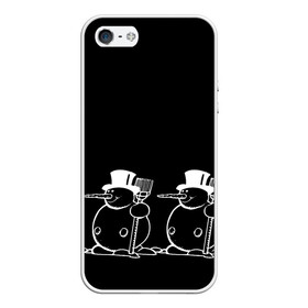 Чехол для iPhone 5/5S матовый с принтом Снеговик на черном фоне в Екатеринбурге, Силикон | Область печати: задняя сторона чехла, без боковых панелей | snowman | зима | минимализм | новый год | снеговик