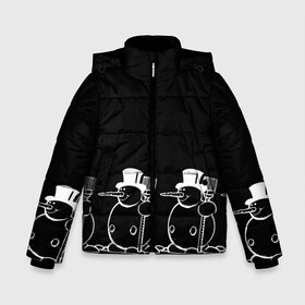Зимняя куртка для мальчиков 3D с принтом Снеговик на черном фоне в Екатеринбурге, ткань верха — 100% полиэстер; подклад — 100% полиэстер, утеплитель — 100% полиэстер | длина ниже бедра, удлиненная спинка, воротник стойка и отстегивающийся капюшон. Есть боковые карманы с листочкой на кнопках, утяжки по низу изделия и внутренний карман на молнии. 

Предусмотрены светоотражающий принт на спинке, радужный светоотражающий элемент на пуллере молнии и на резинке для утяжки | Тематика изображения на принте: snowman | зима | минимализм | новый год | снеговик