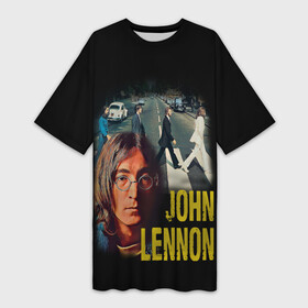 Платье-футболка 3D с принтом The Beatles John Lennon. в Екатеринбурге,  |  | Тематика изображения на принте: beatles | blues | british | imagine | john | lennon | liverpool | music | retro | rock | битлз | британия | джон | леннон | музыка | ретро | рок | четверка