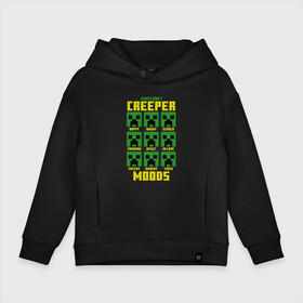 Детское худи Oversize хлопок с принтом MINECRAFT CREEPER MOODS в Екатеринбурге, френч-терри — 70% хлопок, 30% полиэстер. Мягкий теплый начес внутри —100% хлопок | боковые карманы, эластичные манжеты и нижняя кромка, капюшон на магнитной кнопке | creeper | creper | dungeons | earth | game | minecraft | minecraft earth | moods | блоки | грифер | игры | квадраты | компьютерная игра | крафт | крипер | маинкрафт | майн | майнкравт | майнкрафт