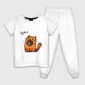 Детская пижама хлопок с принтом Оркота в Екатеринбурге, 100% хлопок |  брюки и футболка прямого кроя, без карманов, на брюках мягкая резинка на поясе и по низу штанин
 | каламбур | кот | коты | кошки | орк | орки | сказка | фэнтези | юмор