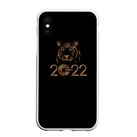 Чехол для iPhone XS Max матовый с принтом 2022 Tiger Bronze Theme в Екатеринбурге, Силикон | Область печати: задняя сторона чехла, без боковых панелей | 2022 | год тигра | нг | новый год | подарки на новый год | праздник | рождество | тигр