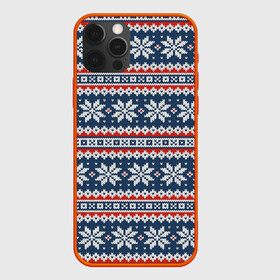 Чехол для iPhone 12 Pro с принтом Knitted Christmas Pattern в Екатеринбурге, силикон | область печати: задняя сторона чехла, без боковых панелей | Тематика изображения на принте: christmas | holiday | knitted pattern | new year | pattern | snowflakes | texture | вязаный узор | новый год | праздник | рождество | снежинки | текстура | узор