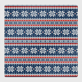 Магнитный плакат 3Х3 с принтом Knitted Christmas Pattern в Екатеринбурге, Полимерный материал с магнитным слоем | 9 деталей размером 9*9 см | christmas | holiday | knitted pattern | new year | pattern | snowflakes | texture | вязаный узор | новый год | праздник | рождество | снежинки | текстура | узор