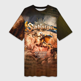 Платье-футболка 3D с принтом Swedish Empire Live  Sabaton в Екатеринбурге,  |  | band | battles | bismarck | joachim broden | knightly armor | latin boot | panzerkampf | pr | rock | sabaton | war | атака мертвецов | бисмарк | войны | йоаким броден | латный ботинок | метал | ночные ведьмы | пауэр | рок группа | рыцарские дос