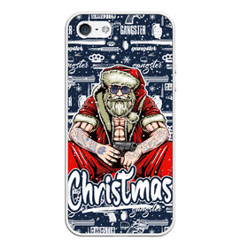 Чехол для iPhone 5/5S матовый с принтом Гангстер Санта Клаус   Santa Claus Gangster в Екатеринбурге, Силикон | Область печати: задняя сторона чехла, без боковых панелей | Тематика изображения на принте: christmas | бита | гангстер | дед мороз | кастет | новый год | нож | оружие | пистолет | рождество | санта | снежинка