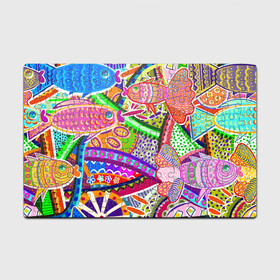 Головоломка Пазл магнитный 126 элементов с принтом Разноцветные яркие рыбки на абстрактном цветном фоне в Екатеринбурге, полимерный материал с магнитным слоем | 126 деталей, размер изделия —  180*270 мм | Тематика изображения на принте: абстрактный паттерн | абстрактный фон | абстракция | аквариум | буйство красок в океане | египетские рыбки | знак зодиака рыбы | красное море | мировой океан | паттерн из рыб | разноцветные рыбы