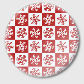 Значок с принтом Шахматные Снежинки в Екатеринбурге,  металл | круглая форма, металлическая застежка в виде булавки | зима | новогоднее настроение | новый год | снежинки | шахматные снежинки | шахматы