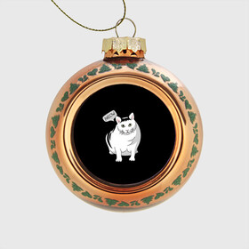 Стеклянный ёлочный шар с принтом КОТ БЕНДЕР (МЕМ) в Екатеринбурге, Стекло | Диаметр: 80 мм | Тематика изображения на принте: bender | cat | meme | memes | meow | бендер | кот | кошка | мем | мемы | мяй | толстый