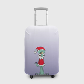 Чехол для чемодана 3D с принтом Дед Сквиди Санта мороз в Екатеринбурге, 86% полиэфир, 14% спандекс | двустороннее нанесение принта, прорези для ручек и колес | дед мороз | микс образов | мультфильм | настроение | оссьминог | персонаж | праздник | санта клаус | сквидвард | старикашка | сухой старик | шапка санты
