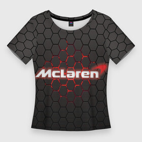 Женская футболка 3D Slim с принтом McLaren carbon theme в Екатеринбурге,  |  | f1 | formula 1 | mclaren | авто | гонки | макларен | формула 1