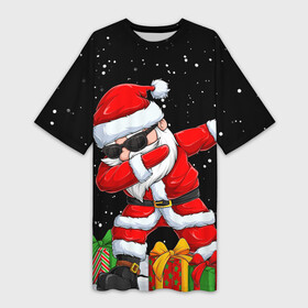 Платье-футболка 3D с принтом SANTA, DAB в Екатеринбурге,  |  | 2021 | 2022 | bad | christmas | dab | happy | merry | merry christmas | new year | santa | snow | sweater | ugly christmas | winter | деб | дэб | зима | новогодний | новогодняя | новый год | рождественский | рождественский свитер | рождеств