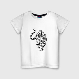 Детская футболка хлопок с принтом Символ года (тигр) праздник в Екатеринбурге, 100% хлопок | круглый вырез горловины, полуприлегающий силуэт, длина до линии бедер | 2022 | зима | новый год | символ года | снег | тигр