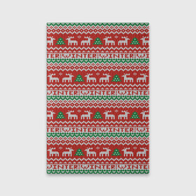 Обложка для паспорта матовая кожа с принтом Deer Christmas Pattern в Екатеринбурге, натуральная матовая кожа | размер 19,3 х 13,7 см; прозрачные пластиковые крепления | Тематика изображения на принте: background | christmas | christmas pattern | deer | herringbone | holiday | knitted pattern | new year | pattern | texture | tree | вязаный узор | елка | елочка | новогодний узор | новый год | олени | паттерн | праздник | рождество | текстура | узор | фон