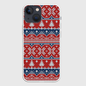 Чехол для iPhone 13 mini с принтом New Year Pattern в Екатеринбурге,  |  | Тематика изображения на принте: background | christmas | christmas pattern | herringbone | holiday | knitted pattern | new year | pattern | snowflakes | texture | tree | вязаный узор | елка | елочка | новогодний узор | новый год | паттерн | праздник | рождество | снежинки | текстура | у