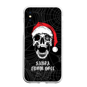 Чехол для iPhone XS Max матовый с принтом Santa Сlaus from hell в Екатеринбурге, Силикон | Область печати: задняя сторона чехла, без боковых панелей | Тематика изображения на принте: christmas | new year | red cap | santa claus | santa from hell | skull | spider web | дед мороз | красный колпак | новый год | паутина | рождество | санта из ада | санта клаус | череп