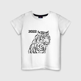 Детская футболка хлопок с принтом ТиГрРрА в Екатеринбурге, 100% хлопок | круглый вырез горловины, полуприлегающий силуэт, длина до линии бедер | 2022 | зима | кот | новый год | тигр