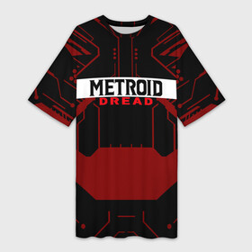 Платье-футболка 3D с принтом Metroid Dread  Black Red Logo в Екатеринбурге,  |  | game | logo | mercurysteam | metroid dread | metroid fusion | игра | компьютерная игра | лого | логотип | метроид дреад | мэтройдо дореддо | эмблема