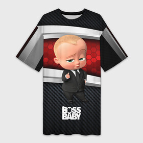 Платье-футболка 3D с принтом BOSS 3D BLACK  RED в Екатеринбурге,  |  | baby | boss | boss baby | босс | босс молокосос | маленький босс | малыш | мальчик | молокосос | ребенок