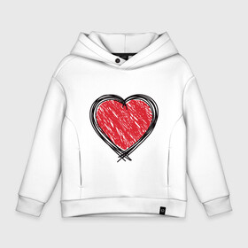 Детское худи Oversize хлопок с принтом Doodle Heart в Екатеринбурге, френч-терри — 70% хлопок, 30% полиэстер. Мягкий теплый начес внутри —100% хлопок | боковые карманы, эластичные манжеты и нижняя кромка, капюшон на магнитной кнопке | Тематика изображения на принте: граффити | карандаш | любовь | набросок | рисунок | сердце | эских