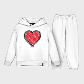 Детский костюм хлопок Oversize с принтом Doodle Heart в Екатеринбурге,  |  | граффити | карандаш | любовь | набросок | рисунок | сердце | эских