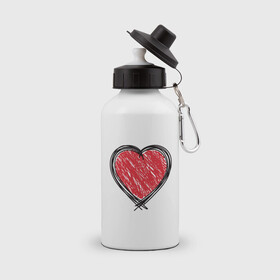 Бутылка спортивная с принтом Doodle Heart в Екатеринбурге, металл | емкость — 500 мл, в комплекте две пластиковые крышки и карабин для крепления | граффити | карандаш | любовь | набросок | рисунок | сердце | эских
