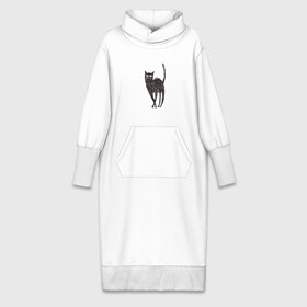 Платье удлиненное хлопок с принтом Рисованная кошка в Екатеринбурге,  |  | black | cat | кот | рисунок | черный