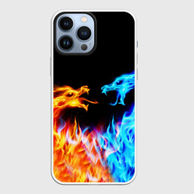 Чехол для iPhone 13 Pro Max с принтом FIRE DRAGONS    ОГНЕННЫЕ ДРАКОНЫ в Екатеринбурге,  |  | blue fire | dragons | fire | горит | дракон | огонь | плямя | свет | синий