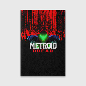 Обложка для паспорта матовая кожа с принтом Metroid Dread Самус Аран и потеки крови в Екатеринбурге, натуральная матовая кожа | размер 19,3 х 13,7 см; прозрачные пластиковые крепления | aran | dread | mercurysteam | metroid | nintendo | samus | samus aran | самус аран