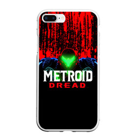 Чехол для iPhone 7Plus/8 Plus матовый с принтом Metroid Dread Самус Аран и потеки крови в Екатеринбурге, Силикон | Область печати: задняя сторона чехла, без боковых панелей | aran | dread | mercurysteam | metroid | nintendo | samus | samus aran | самус аран