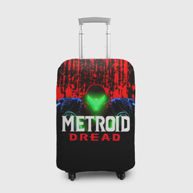 Чехол для чемодана 3D с принтом Metroid Dread Самус Аран и потеки крови в Екатеринбурге, 86% полиэфир, 14% спандекс | двустороннее нанесение принта, прорези для ручек и колес | aran | dread | mercurysteam | metroid | nintendo | samus | samus aran | самус аран