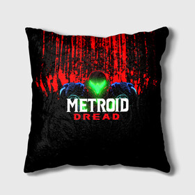 Подушка 3D с принтом Metroid Dread Самус Аран и потеки крови в Екатеринбурге, наволочка – 100% полиэстер, наполнитель – холлофайбер (легкий наполнитель, не вызывает аллергию). | состоит из подушки и наволочки. Наволочка на молнии, легко снимается для стирки | aran | dread | mercurysteam | metroid | nintendo | samus | samus aran | самус аран