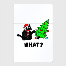Магнитный плакат 2Х3 с принтом Кот роняет елку в Екатеринбурге, Полимерный материал с магнитным слоем | 6 деталей размером 9*9 см | what | ель елка | кот | кот и елка | кот роняет елку | котейка | котик | котофей | кошка | новый год | рождество | что | шапка деда мороза