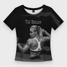 Женская футболка 3D Slim с принтом Валентина The Bullet в Екатеринбурге,  |  | bullet | девушка | надпись | прозвище | руки | спина | шевченко