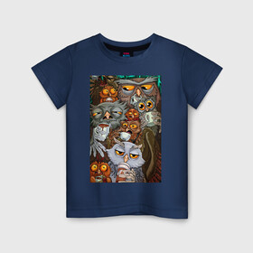 Детская футболка хлопок с принтом Сбор сов в Екатеринбурге, 100% хлопок | круглый вырез горловины, полуприлегающий силуэт, длина до линии бедер | арт | в топе | в тренде | животные | искусство | рисунок | совы