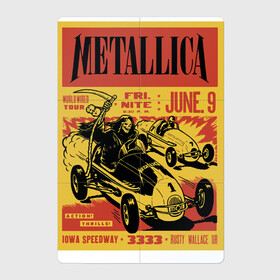 Магнитный плакат 2Х3 с принтом Metallica - Iowa Speedway playbill в Екатеринбурге, Полимерный материал с магнитным слоем | 6 деталей размером 9*9 см | Тематика изображения на принте: car | death | group | hard rock | hype | metallica | music | skull | speed | thrash metal | usa | группа | металлика | музыка | скорость | сша | тяжёлый рок | череп