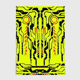 Постер с принтом Cyberpunk 2077 YELLOW в Екатеринбурге, 100% бумага
 | бумага, плотность 150 мг. Матовая, но за счет высокого коэффициента гладкости имеет небольшой блеск и дает на свету блики, но в отличии от глянцевой бумаги не покрыта лаком | будущее | жолтый | киберпанк | минимализм | полосы | схемы
